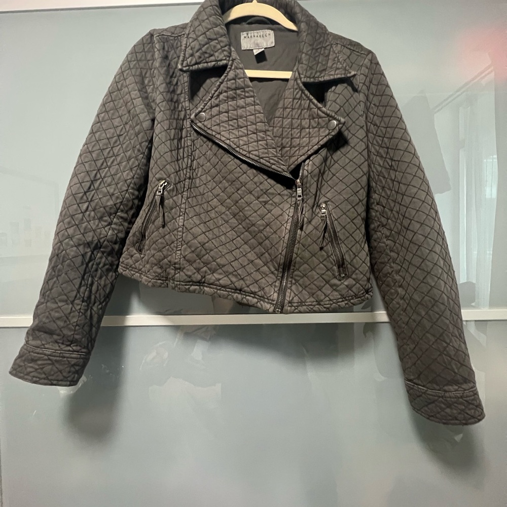 Bershka Black Bomber Jacket with Quilted Design